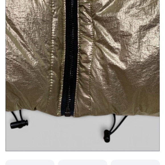 NWT AEO Gold Metallic Puffer Jacket • Women’s Small - Picture 3 of 6